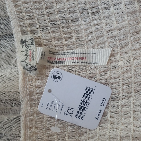 Free People Intimately Maxi Dress Sheer Ivory Swiss Dot Ruched A Line Long - Picture 4 of 4